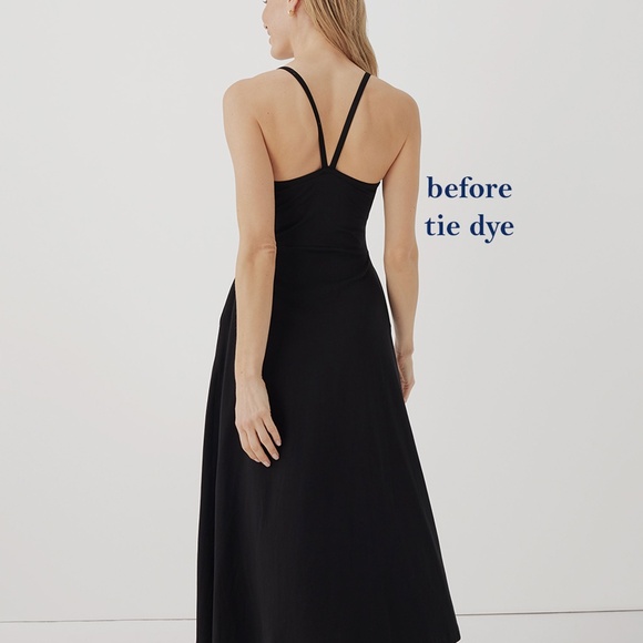 Handmade tie dye Pact fit & flare tank midi dress with pockets by Hue Revival - Picture 12 of 12